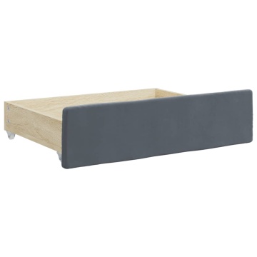 Pat de zi cu extensie și sertare gri închis 90x200 cm catifea - Img 5