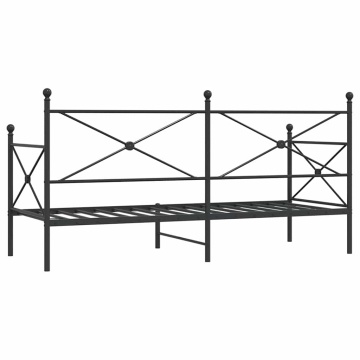 Pat de zi fără saltea Negru 90x200 cm Oțel - Img 6