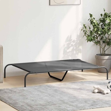 Pat înălțat pentru câini gri 130x80x20 cm Textilenă și oțel - Img 3