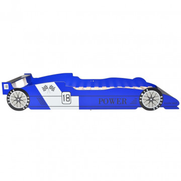 Pat pentru copii mașină de curse 90 x 200 cm, albastru - Img 3