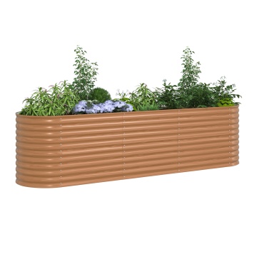 Pat Ridicat Ghiveci Efect De Lemn Metal 320 X 80 X 81 cm Durabil - Img 3