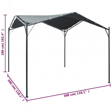 Pavilion cort foișor copertină, antracit, 3 x 3 m, oțel - Img 5