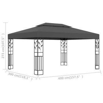 Pavilion cu acoperiș dublu, antracit, 3 x 4 m - Img 9