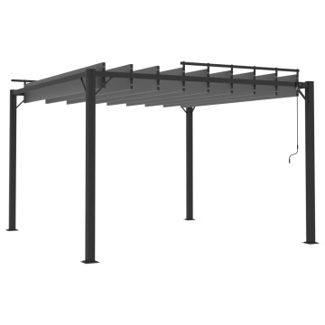 Pavilion cu acoperiș jaluzea antracit 3x3 m țesătură&aluminiu - Img 8
