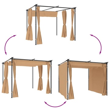 Pavilion cu draperii, gri taupe, 3 x 3 m, oțel - Img 6