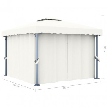 Pavilion cu perdea, alb crem, 3 x 3 m, aluminiu - Img 5