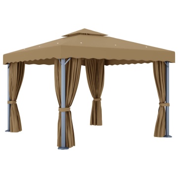 Pavilion cu perdea, gri taupe, 3x3 m, aluminiu - Img 4