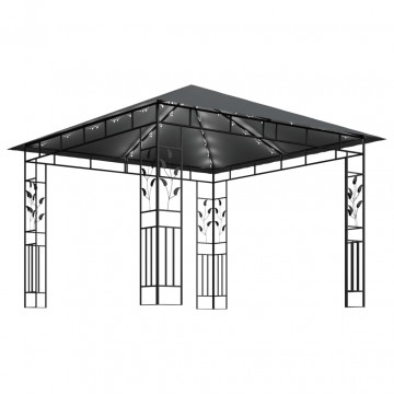Pavilion cu plasă anti-țânțari&lumini LED, antracit, 3x3x2,73 m - Img 4