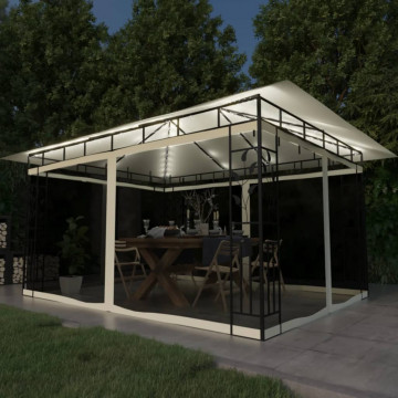 Pavilion cu plasă anti-țânțari & lumini LED crem 4x3x2,73m - Img 1