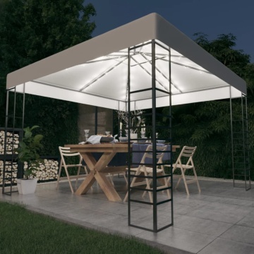 Pavilion de grădină cu șiruri de lumini LED, alb, 3x3 m - Img 1