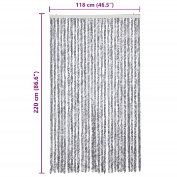 Perdea pentru insecte, alb și gri, 120x220 cm, chenille - Img 6