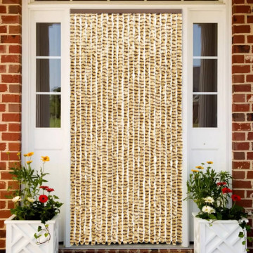 Perdea pentru insecte, bej și maro, 90 x 220 cm, chenille - Img 1