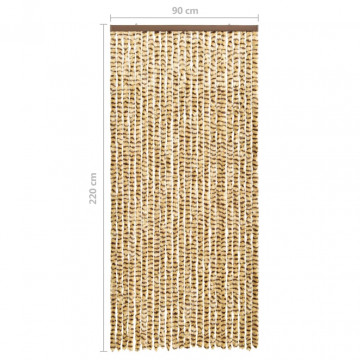 Perdea pentru insecte, bej și maro, 90 x 220 cm, chenille - Img 5