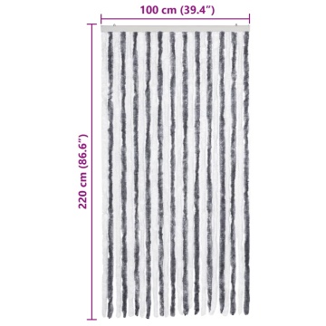 Perdea pentru insecte, gri și alb, 100x220 cm, Chenille - Img 10