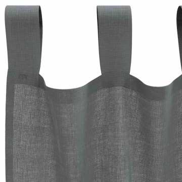 Perdele voal cu bucle 2 buc Gri închis 140x245 cm - Img 8