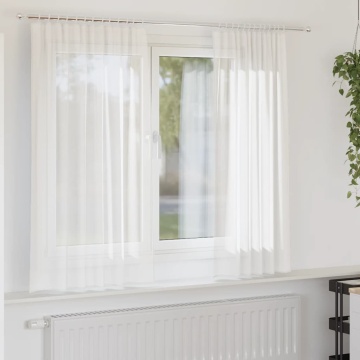 Perdele Voile cu Bucle 2 buc Alb 140x140 cm - Img 1