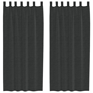 Perdele Voile cu buzunare pentru bare 2 buc Negru - Img 2
