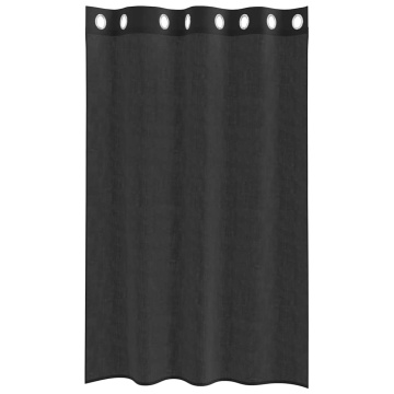 Perdele Voile cu Oeli 2 buc Negru 140x175 cm - Img 4