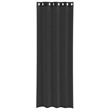 Perdele Voile cu Oeli 2 buc Negru 140x300 cm - Img 4