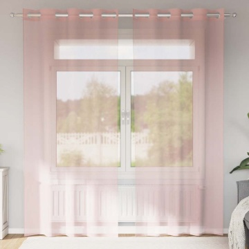 Perdele Voile cu Oelii 2 buc Roz 140x225 cm - Img 1
