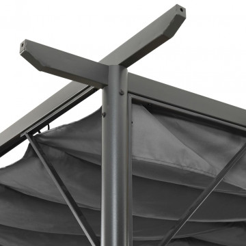 Pergolă cu acoperiș retractabil, antracit, 3x3m, oțel, 180 g/m² - Img 3