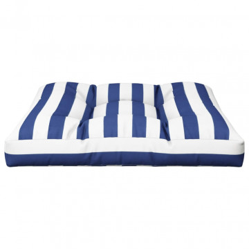 Pernă de paleți, albastru/alb, 80x80x12 cm, textil, dungi - Img 8