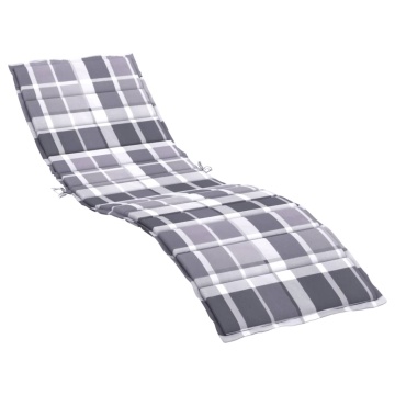Pernă de șezlong, gri carouri, 200x70x3 cm, textil Oxford - Img 2