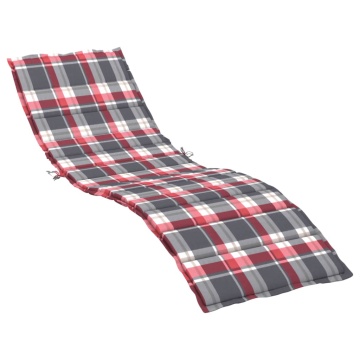 Pernă de șezlong, roșu carouri, 200x70x3 cm, textil oxford - Img 2