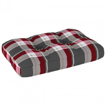 Pernă pentru canapea din paleți, roșu carouri, 60 x 40 x 10 cm - Img 2