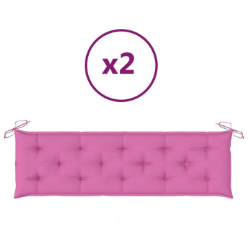 Perne de bancă, 2 buc., roz, 180x50x7 cm, textil - Img 2