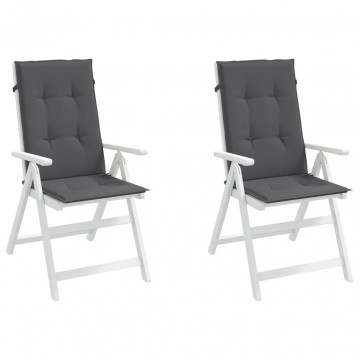 Perne scaun cu spătar înalt, 2 buc. antracit 120x50x3 cm textil - Img 3