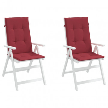 Perne scaun cu spătar înalt, 2 buc., roșu, 120x50x3 cm, textil - Img 3