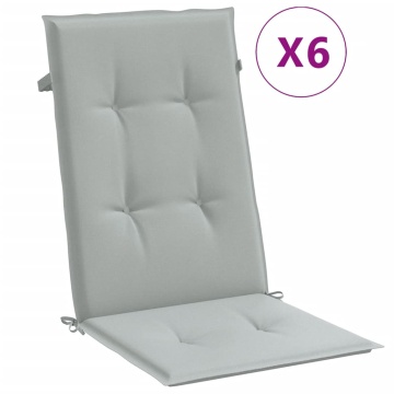 Perne scaun cu spătar înalt 6 buc. melanj gri 120x50x4cm textil - Img 2