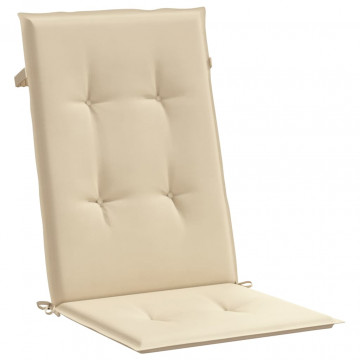 Perne scaun spătar înalt, 2 buc., bej, 120x50x3 cm, textil - Img 4