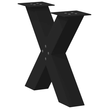 Picioare măsuță de cafea în formă de X 2 buc Negru Oțel - Img 4