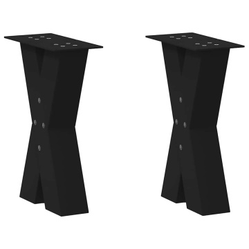 Picioare măsuță de cafea în formă de X 2 buc Negru Oțel - Img 1