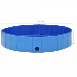 Piscină pentru câini pliabilă, albastru, 160 x 30 cm, PVC - Img 7