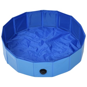 Piscină pentru câini pliabilă, albastru, 80 x 20 cm, PVC - Img 3