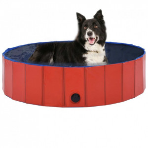 Piscină pentru câini pliabilă, roșu, 120 x 30 cm, PVC - Img 1
