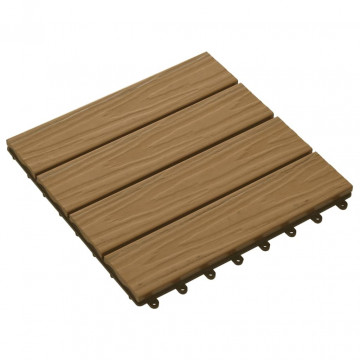 Plăci podea în relief, WPC, 11 buc., 30x30 cm 1 mp, culoare tec - Img 3