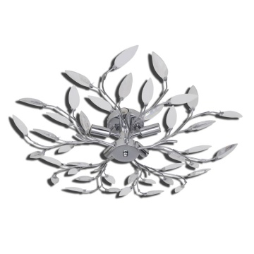 Plafoniera transparentă/albă brațe frunze cristal acrilic 5 becuri E14 - Img 4