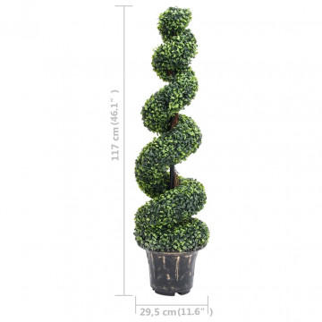 Plantă artificială de cimișir cu ghiveci, verde, 117cm, spirală - Img 5