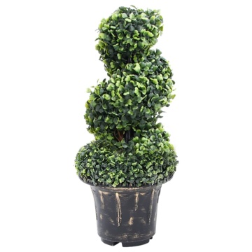 Plantă artificială de cimișir cu ghiveci, verde, 59 cm, spirală - Img 1