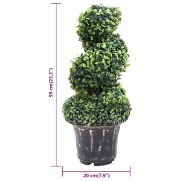 Plantă artificială de cimișir cu ghiveci, verde, 59 cm, spirală - Img 5