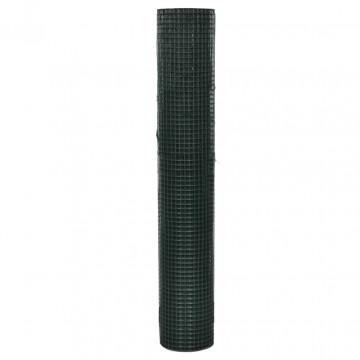 Plasă de sârmă găini, verde, 25 x 1 m, oțel galvanizat cu PVC - Img 1