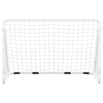 Poartă de fotbal cu plasă, alb, 180x90x120 cm, oțel - Img 3