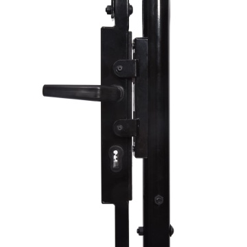 Poartă de gard cu o ușă, vârf ascuțit, negru, 1x1,75 m, oțel - Img 4
