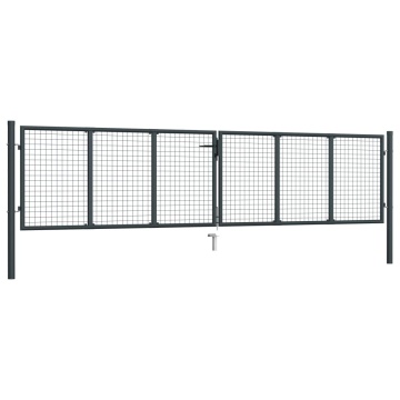 Poartă de grădină din plasă, gri, 400 x 125 cm, oțel galvanizat - Img 2