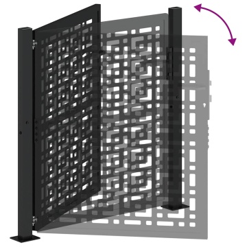 Poartă de grădină neagră 105x105 cm Design în cruce de oțel - Img 6