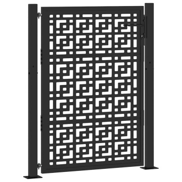 Poartă de grădină neagră 105x130 cm Design în cruce de oțel - Img 2